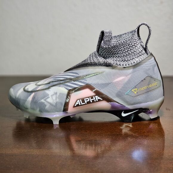 Nike Alpha Menace Elite 3 Football Cleats Flyknit 13 Wolf Grey Black CV0578 001 - Picture 8 of 17